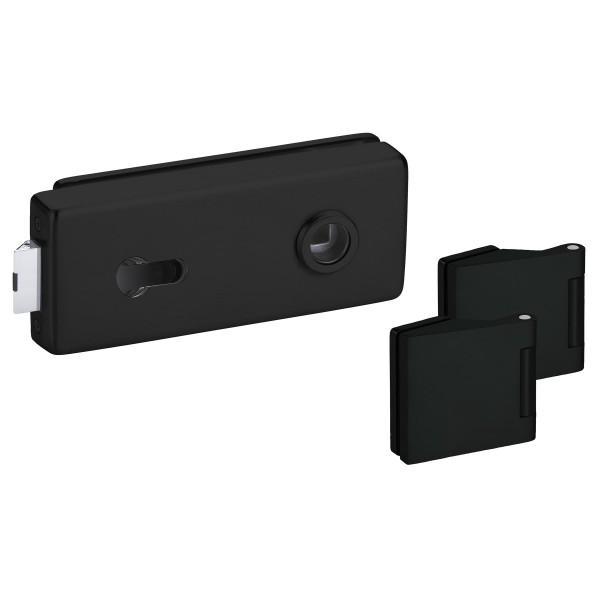Hermat Glastür-Schlosskasten 6083 PZ - Genova Oberfl. 74 (Classic Black eloxiert)