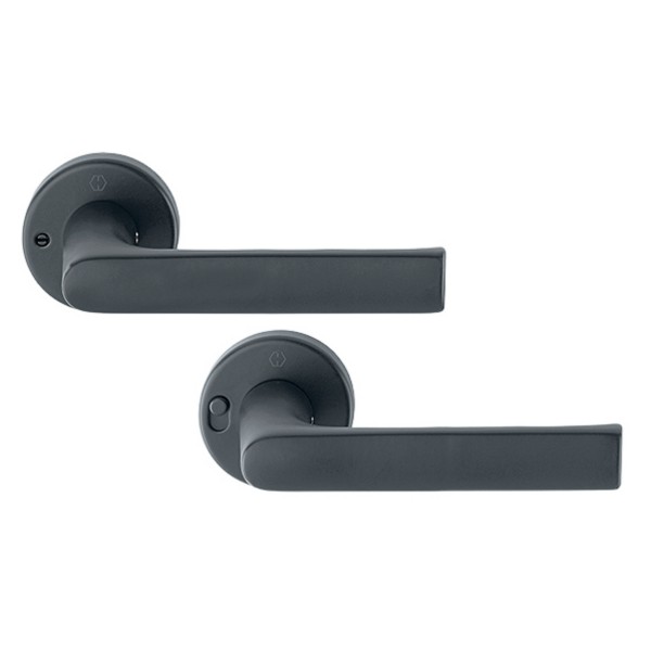 HOPPE MiniLock Innentür Rosetten Garnitur Serie Hamburg 1700/42VR mit Schnellstift Türstärke 37-47 mm Vierkant 8 mm F9714M schwarz matt rechts