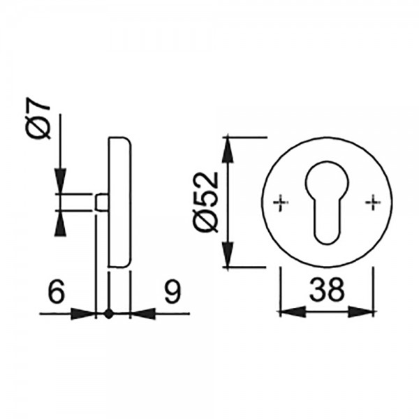 Hoppe Schlüsselrosette 19S rund Schutzrosette Aluminium PZ F1
