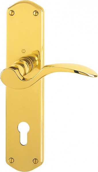 Hoppe 1/2 Türgriffgarnitur München F77-R Messing poliert Resista rechts