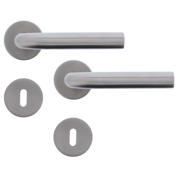 ToniTec Rosettengarnitur "Martina" Drückergarnitur J-Form Edelstahl