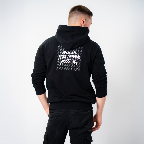 MACH ICH® Hoodie mit BackPrint Slogan 1 Unisex (Teerschwarz)