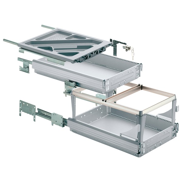 Hettich Schreibtisch - Container - Set LR 32 Alu finish EB 392 ET 530 mm