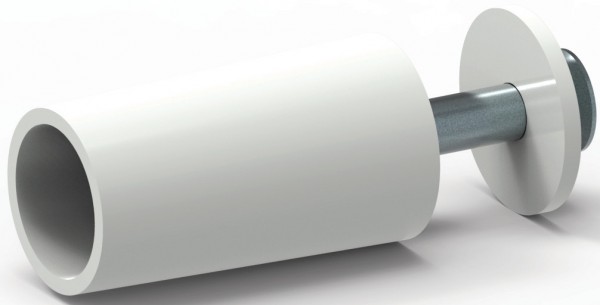 Anschlagstopfen 40 mm lang, vorne offen, Kunststoff grau