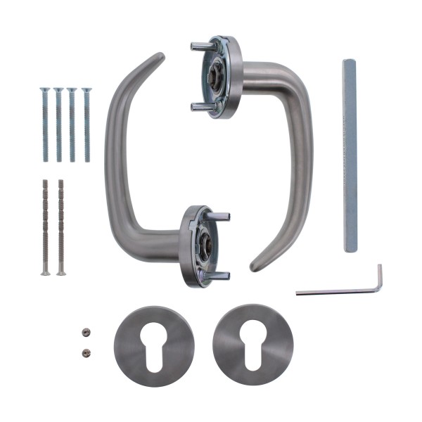 HAFI Drückergarnitur PZ Vierkant 8 mm Türstärke 37-52 mm ES Edelstahl matt 299A0004044