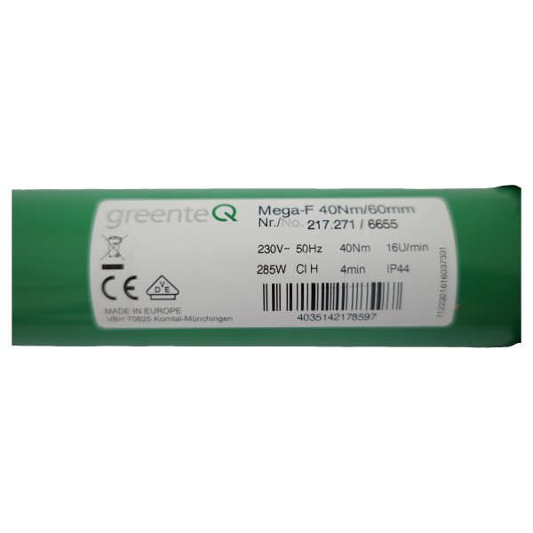 greenteQ Funkgesteuerter Rollladenmotor 40Nm Mega-F für 60mm