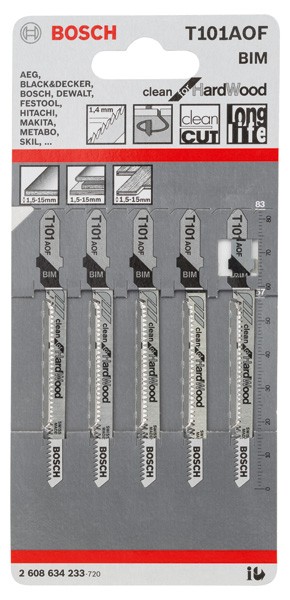 Bosch Stichsägelbätter T 101 Aof 5er-Pack