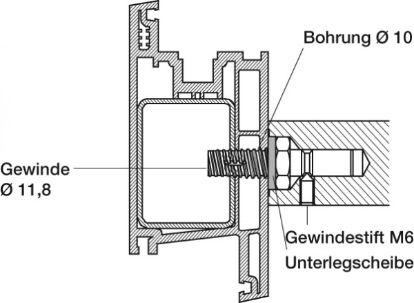 Behle Montageset für Stoßgriffe 195.28 Gewindelg.28 mm zur Befestigung von vorn