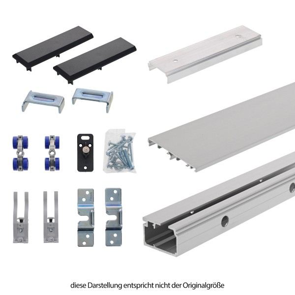 Hawa Porta 60 Schiebetürbeschlag Komplett-Set inkl. Aluminium Clip-Blende für 1 Holztür