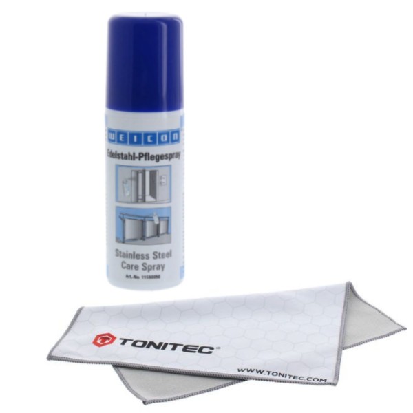 WEICON Edelstahlpflege-Spray Edelstahl Reiniger 50 ml inklusive ToniTec Microfasertuch