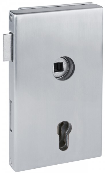 Hermat Glastür Schloßkasten Molina PZ gelocht OF 60 Edelstahl matt DIN rechts