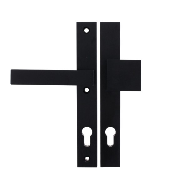 ToniTec® Schmalrahmen-Wechselgarnitur „LEON“ PZ 92 mm Schild eckig 35 mm F9005 schwarz gebürstet universal 070271