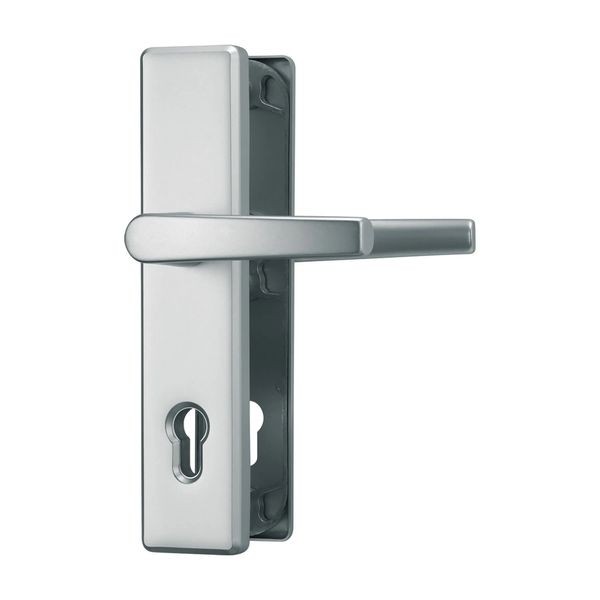 [B-WARE] OUTLET ABUS Schutzbeschlag HLS214 F1 Aluminium F2 Neusilber Abstand 92mm Vierkant 10mm