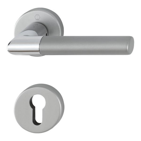 Hoppe Türgriffgarnitur Lecce PZ F49/F9-2 verchromt /Aluminium stahl matt