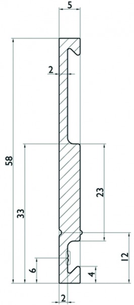 Hermat San Remo Wandabstandsprofil 9170 5 mm Länge 2000 mm F9