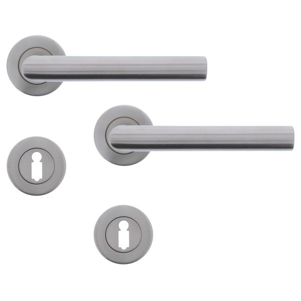 ToniTec® Rosettengarnitur "Verona" Drückergarnitur L-Form Edelstahl