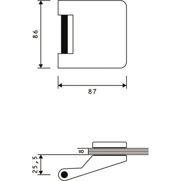 gelbrot Glastür Gegenkasten Edelstahl matt 3tlg. Bänder