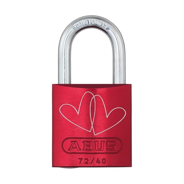 ABUS Love Lock Rot 72/40 Aluminium Liebesschloss Lock-Tag Doppelherz schräg
