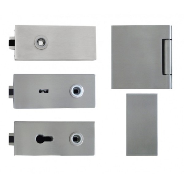 ToniTec® Glastürbeschlag 3 tlg. Bänder Edelstahl ohne Türdrücker mit Flüsterfalle Modell Diego