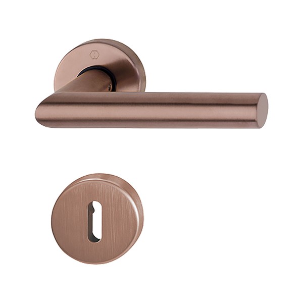 HOPPE Zimmertürgarnitur Buntbart kupferfarben satiniert - Modell Amsterdam E1400Z/42KV/42KVS