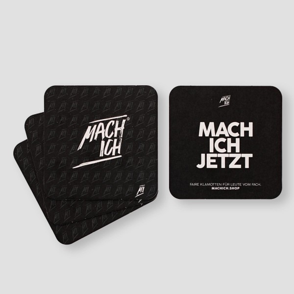 MACH ICH® Untersetzer Set beidseitig bedruckt Teerschwarz