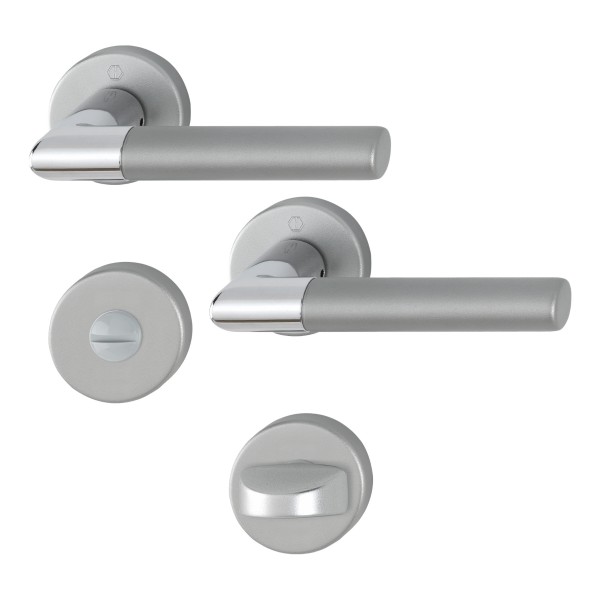 Hoppe Badgarnitur Lecce SK/OL F49/F9-2 verchromt /Aluminium stahl matt