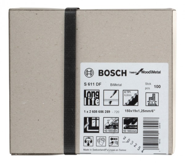 Bosch Säbelsägeblätter S 611 DF für Fensterdemontage GL=150 mm