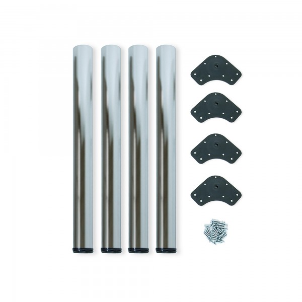 Emuca Tischbein-Set D60 mm höhenverstellbar 710-730 mm Aluminium Stahl vernickelt, 4 Stück