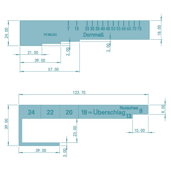 FEPS Tool Messlehre Aluminium türkis