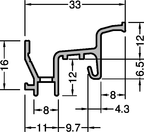 Gutmann Regenschutzschiene Donau 1805 N EV1 mit Federsteg VE = 6 Meter