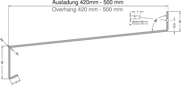 Gutmann Fensterbänke GS 40 mit Folie 420 mm EV 1 eloxiert