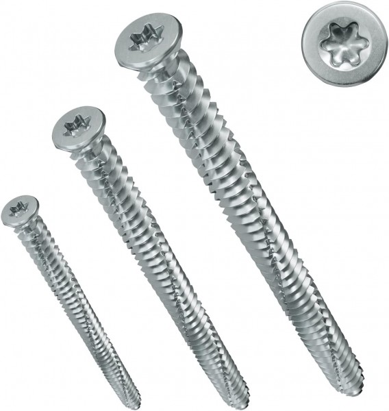 gelbrot Fensterrahmenschraube 7,5x122 Silber, TX30, Senkkopf