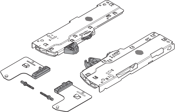 Blum TIP-ON BLUMOTION Set für LBX/MOV, Typ L5, KS 70/60kg NL=450-650/750mm,