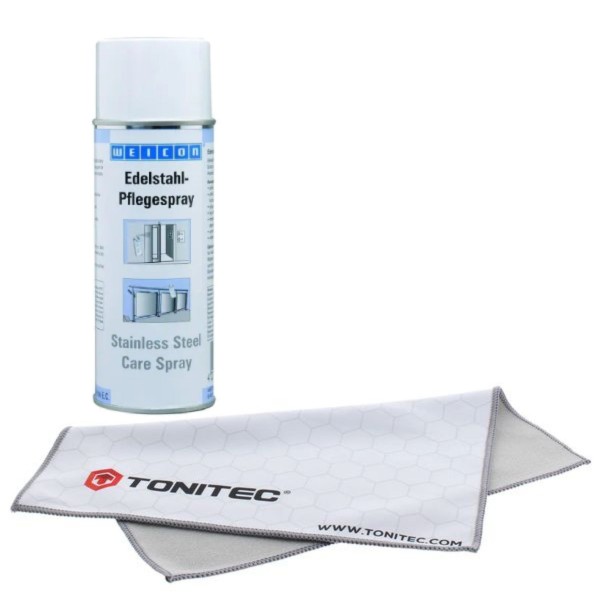 WEICON Edelstahlpflege-Spray 400 ml inklusive ToniTec Microfasertuch