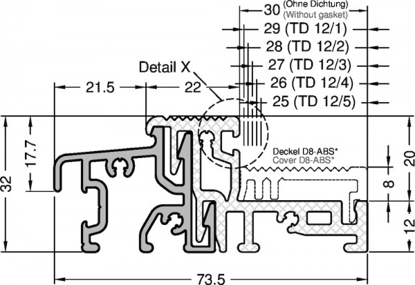 Gutmann Bodenschwelle für Haustüren VE = 30 mtr Weser 84/32-TI EV 1 eloxiert