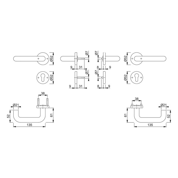 Hoppe FS-Rosetten-Grt. Paris, 726035 FS-K138/15/15S F9005, 9, PZ 40-66