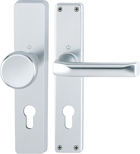 Hoppe Wechselgarnitur London F1 Aluminium natur 72 mm PZ Knopf 54