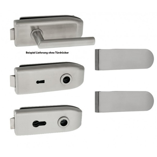 ToniTec® Glastürbeschlag 2 tlg. Bänder Edelstahl ohne Türdrücker mit Flüsterfalle Modell Luca