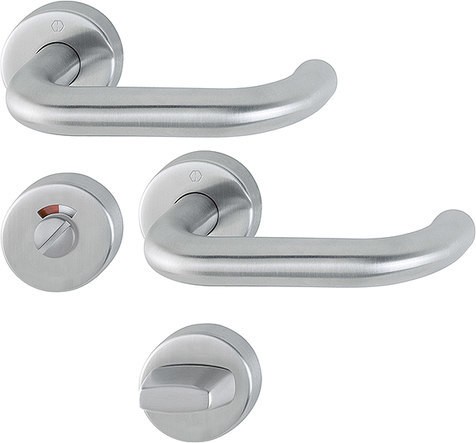 HOPPE Paris Objekttür-Rosettengarnitur F69 Edelstahl WC TS 40-45mm 8mm Vierkant