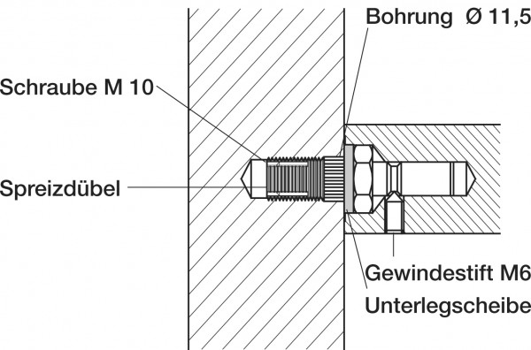 Behle Montageset für Stoßgriffe 110.00 zur Befestigung von vorn an Holztüren