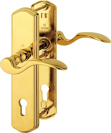 Hoppe HT Türgriffgarnitur München F77-R Messing poliert Resista 92 mm PZ