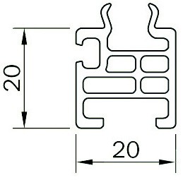 Roto Unterbauprofil KS-20 20 x 20 RAL 7004 , Nr. 543939