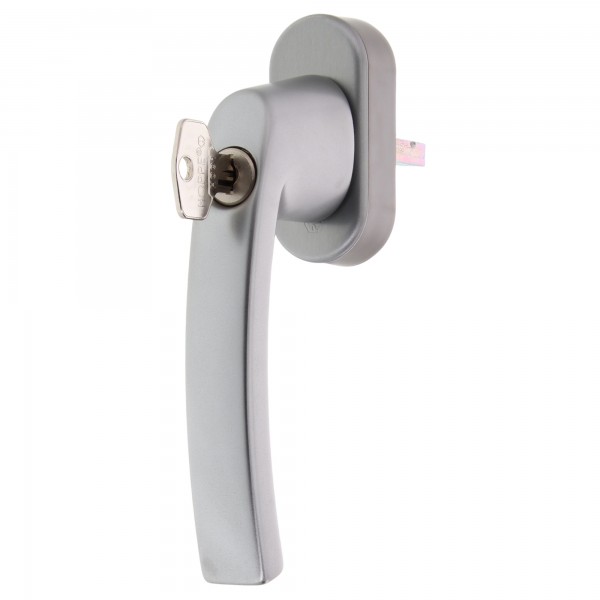 HOPPE Fenstergriff Nürnberg 0911S/US952 Secu100®+Secustik® abschl. VK 7/32-42 mm 10 mm Nocken 90° F9 AL stahlfarben