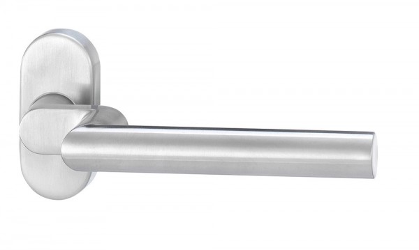 Dieckmann L-Form Drückerlochteil auf oval.Ros doppelt gekröpft Edelst. 8 mm