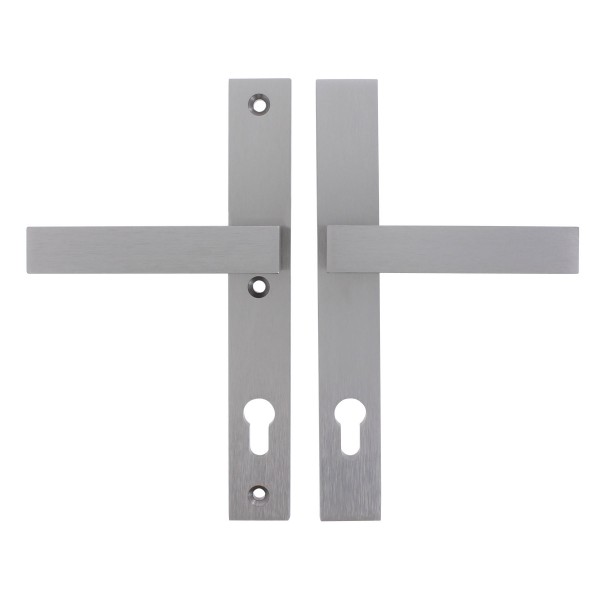 ToniTec® Schmalrahmen-Drückergarnitur „LEON“ PZ 92 mm Schild eckig 35 mm Edelstahl gebürstet universal 070240