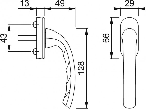 Hoppe Fenstergriff Tokyo 0710/U26 VK 7/43 F9016 mit Schrauben