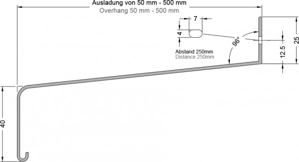 Gutmann Fensterbänke GS 40 mit Folie 50 mm EV 1 eloxiert