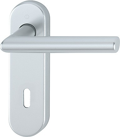 HOPPE Drückergarnitur Amsterdam 1400/353KH Kurzschild oval BB 72mm VK 8mm TS 40-45mm silber F1 Alu eloxiert