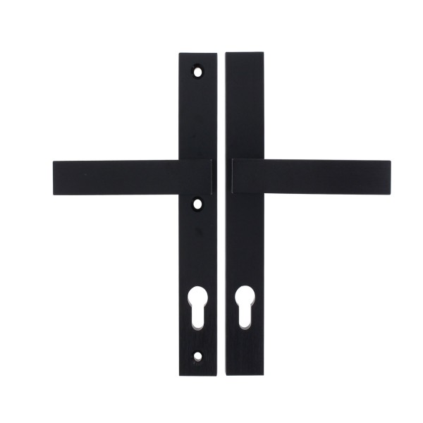 BLACK BEAUTY ToniTec Schmalrahmen-Drückergarnitur „LEON“ PZ 92 mm Schild eckig 35 mm F9005 schwarz gebürstet universal 070264