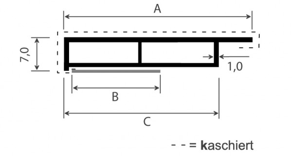 Menke Kammerprofil 078242K 20x7 mm mit SK 7016 05-083 Anthrazit glatt
